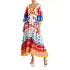 Farm Rio Floral Embroidered Maxi Dress